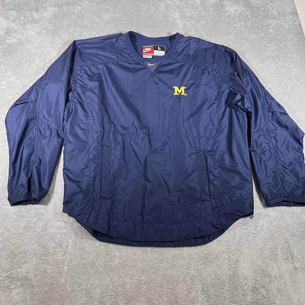 Michigan Wolverines Windbreaker Mens Large NCAA Nike V Neck Pullover Vintage